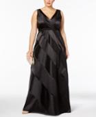 Adrianna Papell Plus Size Satin Striped Ball Gown