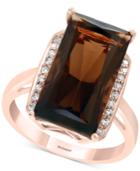 Effy Smoky Quartz (7-1/3 Ct. T.w.) & Diamond (1/10 Ct. T.w.) Ring In 14k Rose Gold