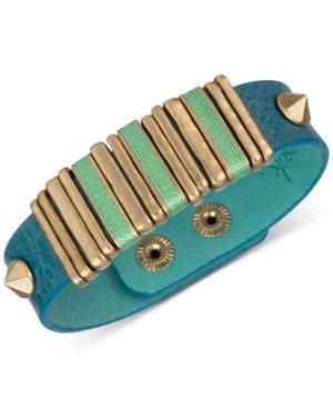 The Sak Blue Leather Slider Accent And Stud Snap Bracelet