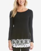 Karen Kane Layered-look Plaid-hem Sweater