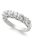 Certified Five-stone Diamond Band Ring In 14k White Gold (1 Ct. T.w.)