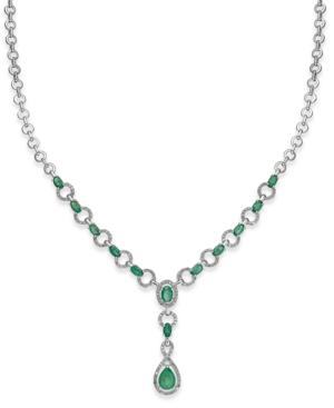 Emerald (4 Ct. T.w.) And Diamond (3/4 Ct. T.w.) Frontal Necklace In 14k White Gold