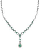 Emerald (4 Ct. T.w.) And Diamond (3/4 Ct. T.w.) Frontal Necklace In 14k White Gold