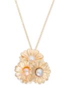 Giani Bernini Cultured Pearl (6mm) Daisy 18 Pendant Necklace In 18k Gold-plated Sterling Silver, Created For Macy's
