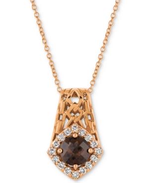 Le Vian Chocolate Quartz (5/8 Ct. T.w.) & Diamond (1/4 Ct. T.w.) 18 Pendant Necklace In 14k Rose Gold