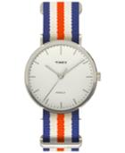 Timex Unisex Weekender Fairfield Orange/white/blue Striped Nylon Strap Watch 45mm Tw2p91100jt