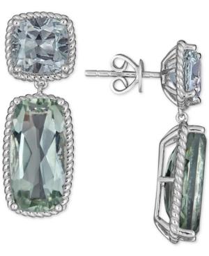 Green Amethyst Rope-framed Double Drop Earrings (14 Ct. T.w.) In Sterling Silver