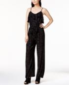 Bar Iii Metallic-striped Ruffled Jumpsuit, Created For Macy's