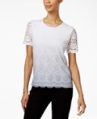 Alfred Dunner Petite Rose Hill Lace-front Sweater