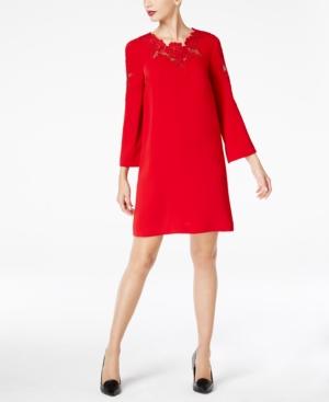 Alfani Lace-trim Bell-sleeve Dress, Created For Macy's