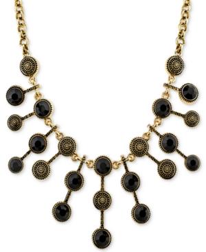 2028 Silver-tone Antique-look Jet-stone Statement Necklace, A Macy's Exclusive Style