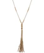 Lucky Brand Gold-tone Leather Tassel Lariat Necklace