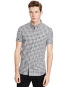 Kenneth Cole Reaction Short Sleeve Mini Print Shirt