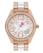 Betsey Johnson Rose Gold And White Watch