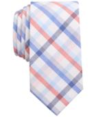 Bar Iii Men's Coral Blue Check Slim Tie, Only At Macy's