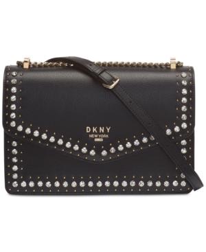 Dkny Whitney Leather Studded Flap Shoulder Bag, Created For Macy's