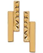 Polished Double Bar Stud Earrings In 10k Gold