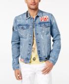 Guess Men's Bleach-splatter Patch Denim Jacket