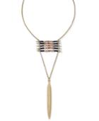 Inc International Concepts Gold-tone Beaded Metal Feather Necklace, Created For Macy's