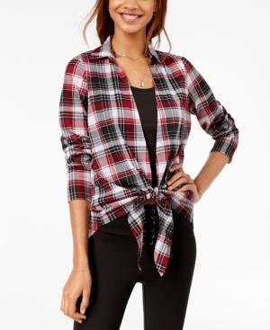 Almost Famous Juniors' Plaid Layered-look Top