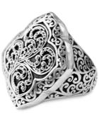 Lois Hill Scroll Work Statement Ring In Sterling Silver