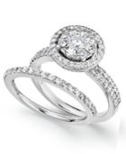 Diamond Engagement Ring And Wedding Band Ring In 14k White Gold (1-1/4 Ct. T.w.)