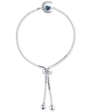 Unwritten Silver-tone Crystal Moon Slider Bracelet