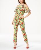 Xoxo Juniors' Printed Cold-shoulder Halter Jumpsuit