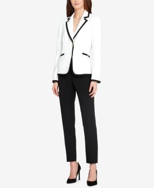Tahari Asl Contrast-trim Hardware Pantsuit, Regular And Petite