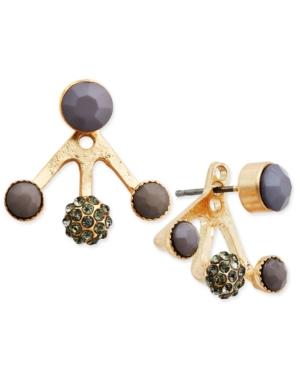 Inc International Concepts Gold-tone Gray Bead And Black Crystal Earring Jackets, Only At Macy's