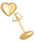 Children's High Polished Puff Heart Stud Earrings In 14k Gold