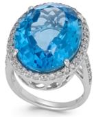 Blue And White Topaz Ring In Sterling Silver (21 Ct. T.w.)(also Available In Green Amethyst And Smoky Quartz)