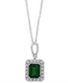 Effy Emerald (2-1/5 Ct. T.w.) & Diamond (1/4 Ct. T.w.) 18 Pendant Necklace In 14k White Gold