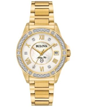 Bulova Women's Marine Star Diamond Accent Gold-tone Stainless Steel Bracelet Watch 32mm 98r235