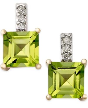 Peridot (2-1/3 Ct. T.w.) And Diamond Accent Drop Earrings In 14k Gold
