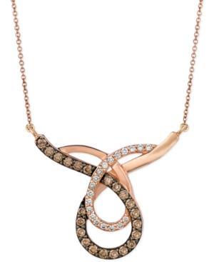 Le Vian Chocolate (3/4 Ct. T.w.) And White (1/4 Ct. T.w.) Loop Pendant Necklace In 14k Rose Gold