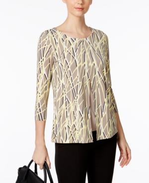 Alfani Petite Printed Split-front Top, Only At Macy's
