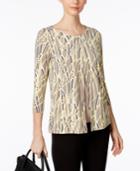 Alfani Petite Printed Split-front Top, Only At Macy's