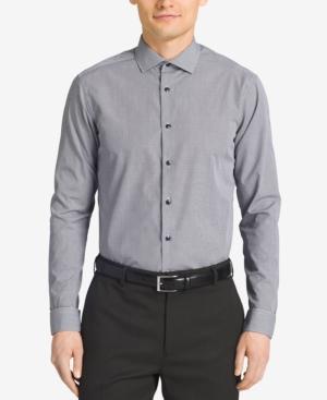 Calvin Klein Steel Men's Slim-fit Non-iron Performance Black Micro-check Dress Shirt