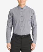 Calvin Klein Steel Men's Slim-fit Non-iron Performance Black Micro-check Dress Shirt