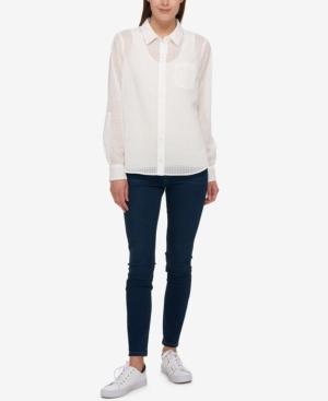 Tommy Hilfiger Sheer Dot-print Shirt, Created At Macy's