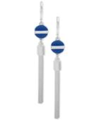 Nine West Silver-tone Blue Disc & Chain Tassel Linear Drop Earrings