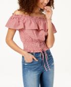 American Rag Juniors' Off-the-shoulder Gingham Top, Created For Macy's