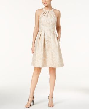 Calvin Klein Metallic Brocade Halter Dress