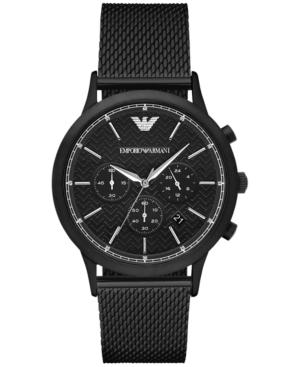 Emporio Armani Men's Chronograph Renato Black Stainless Steel Mesh Bracelet Watch 43mm Ar2498