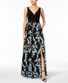 Adrianna Papell Embroidered Mesh Gown