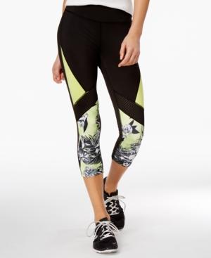 Jessica Simpson The Warm Up Juniors' Colorblocked Mesh-inset Cropped Leggings
