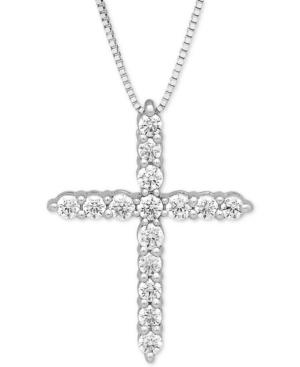 Lab Grown Diamond Cross 18 Pendant Necklace (1/2 Ct. T.w.) In 14k White Gold