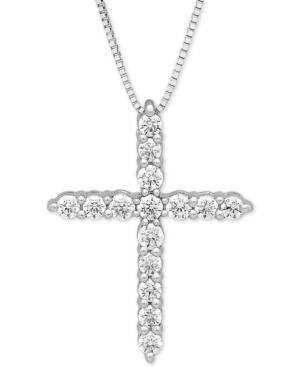 Lab Grown Diamond Cross 18 Pendant Necklace (1/2 Ct. T.w.) In 14k White Gold