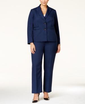 Le Suit Plus Size Two-button Textured Pantsuit